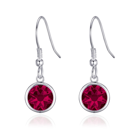 July Birthstone Drop Earrings Created with Ruby Zircondia® Crystals