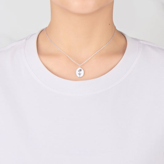 June Birth Flower Rose Necklace with Card