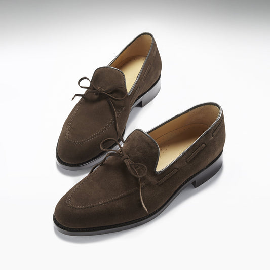 Brown Suede Goodyear Welted Laced Loafers
