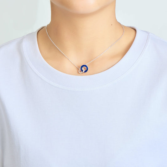 Lapis Gemstone Circle Link Necklace
