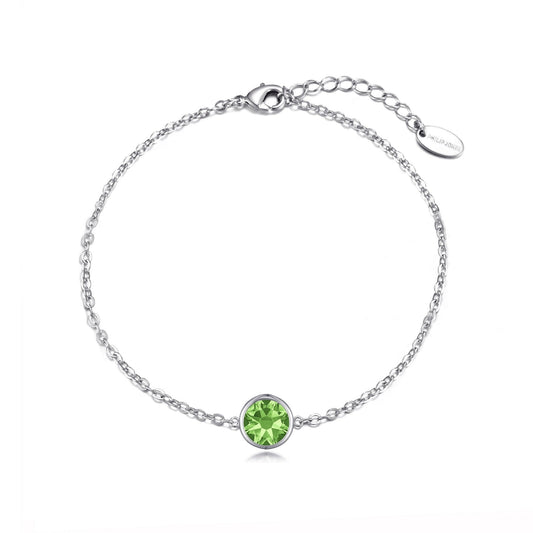 August (Peridot) Birthstone Anklet Created with Zircondia® Crystals