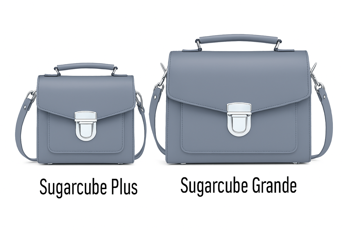 Sac à main en cuir fait main Sugarcube - Gris lilas