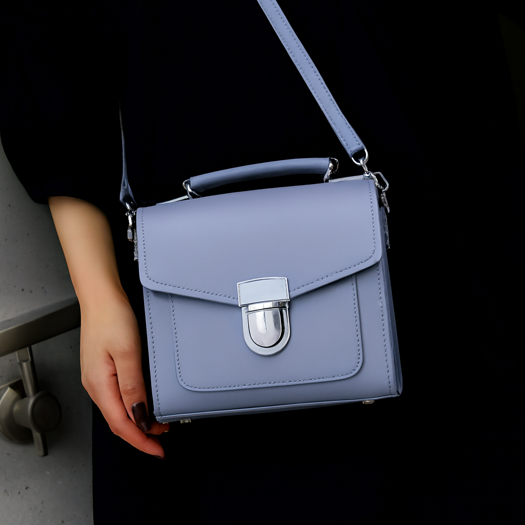 Sac à main en cuir fait main Sugarcube - Gris lilas
