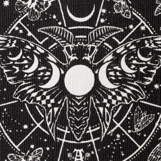 Lunar Moth Rug - Gothic Cotton Moon Phase Décor