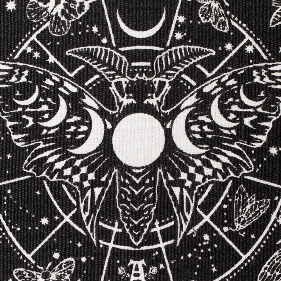 Lunar Moth Rug Gothic Cotton Moon Phase Decor