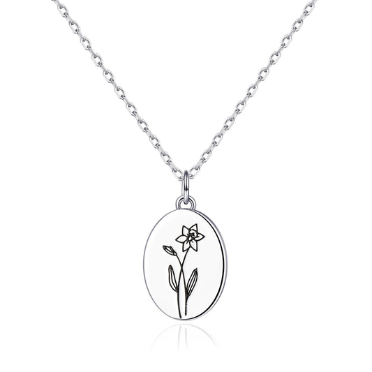 March Birth Flower Daffodil Necklace with Card
