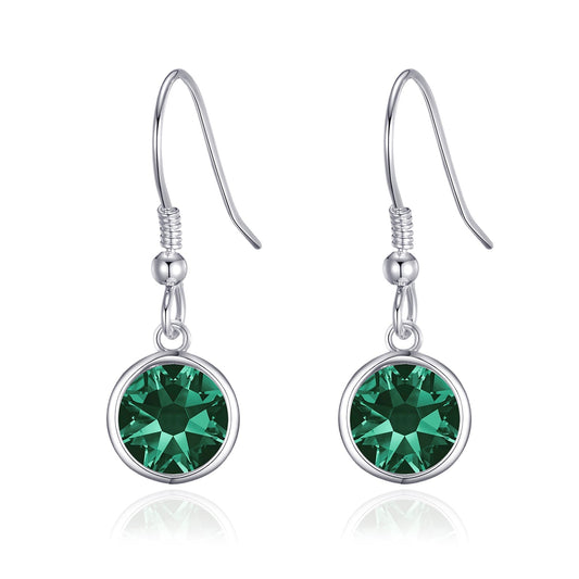 May Birthstone Drop Earrings Created with Emerald Zircondia® Crystals