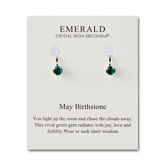 May (Emerald) Birthstone Clip On Earrings Created with Zircondia® Crystals