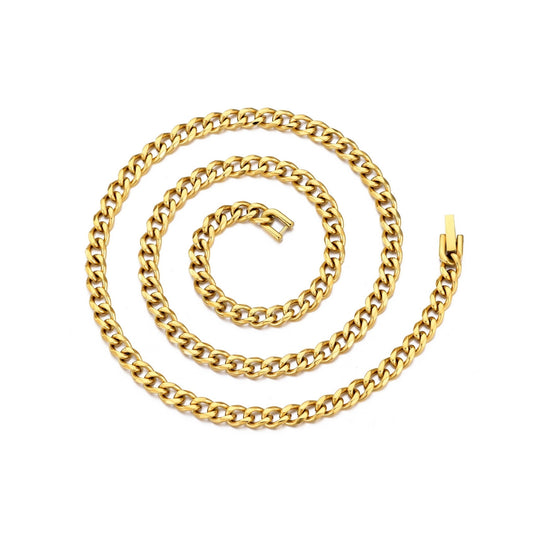 Men's 6mm Gold Plated Steel 18-24 Inch Cuban Curb Chain Necklace