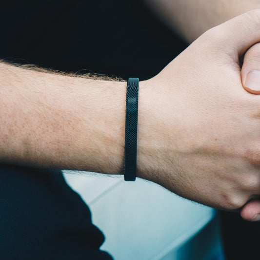 Men's Black Stainless Steel Mesh Cuff Bracelet