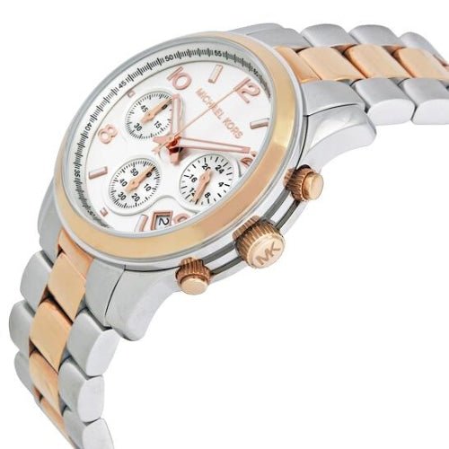 Michael Kors MK5315 Ladies Runway Silver/Rose Gold Chronograph Watch