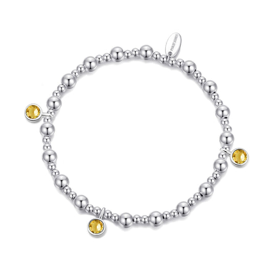 November (Citrine) Birthstone Stretch Charm Bracelet with Quote Gift Box