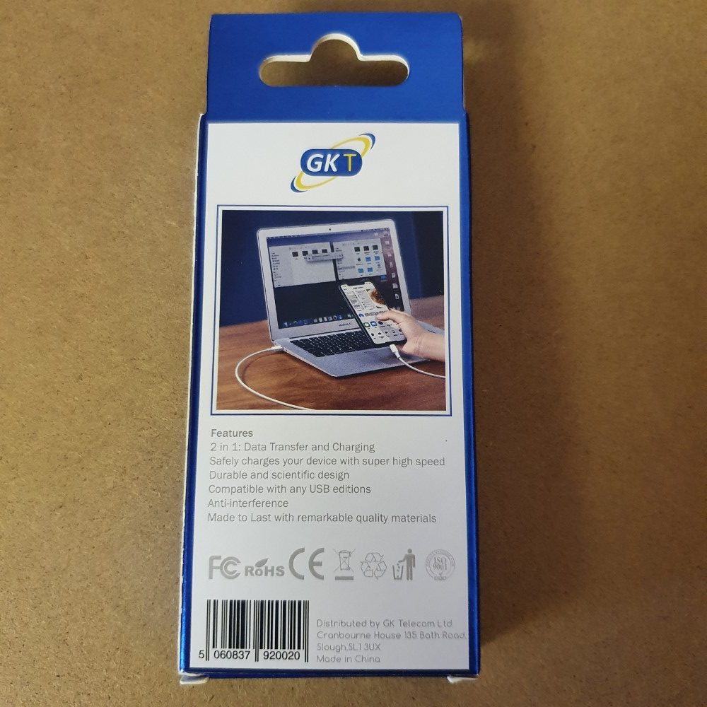 GK Telecom White 8-Pin to USB Cable - 1m
