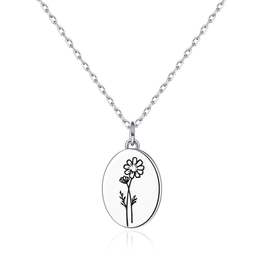 October Birth Flower Cosmos Necklace with Card