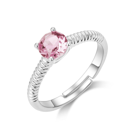 October (Tourmaline) Adjustable Birthstone Ring Created with Zircondia® Crystals