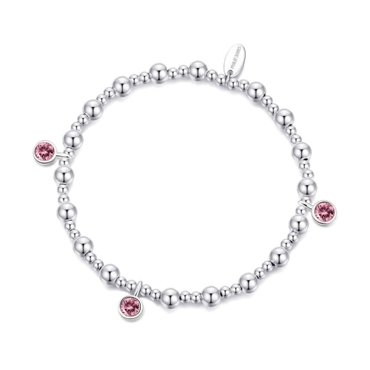 October (Tourmaline) Birthstone Stretch Charm Bracelet with Quote Gift Box