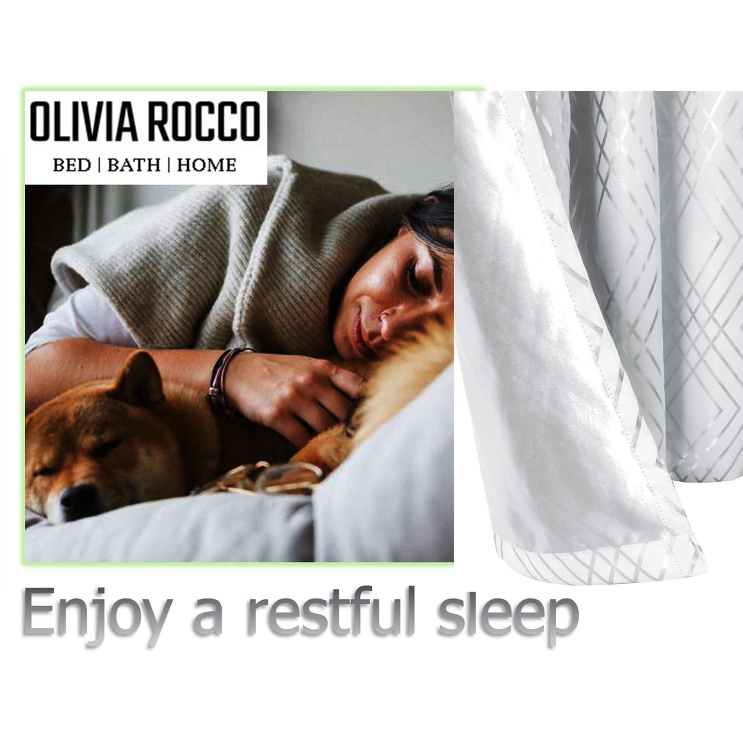 Rideaux occultants noirs à paillettes géométriques doux et isolants thermiques à œillets pour salon et chambre par OLIVIA ROCCO