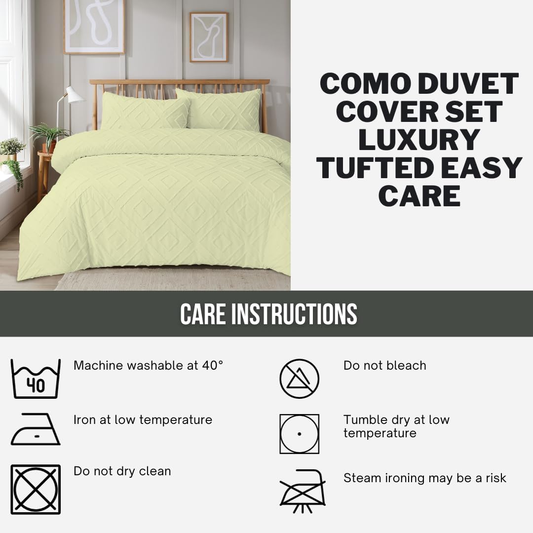 Parure de Lit Housse de Couette Tuftée avec Taies d'Oreiller Grise Blanche Naturelle Élégante Facile d'Entretien Tailles Simple Double King par OLIVIA ROCCO