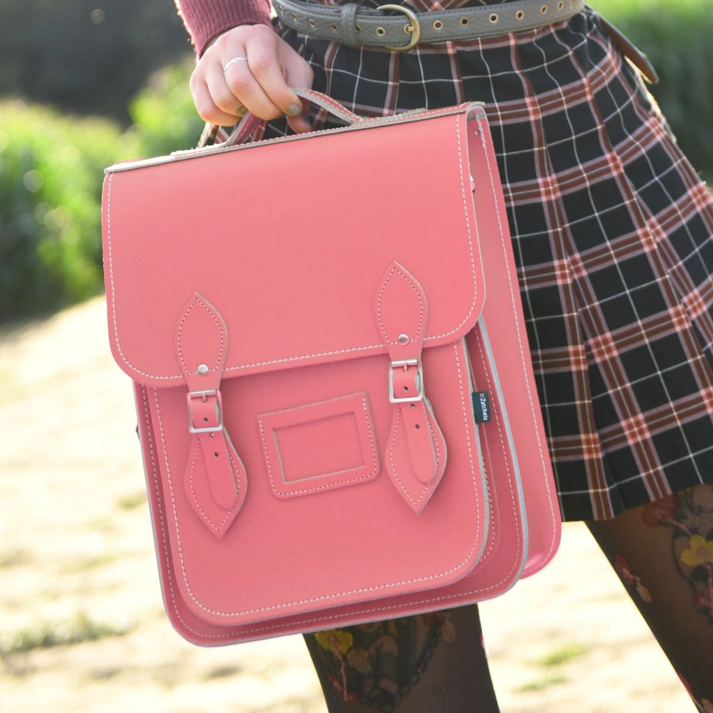 Sac à dos de ville en cuir fait main - Rose pastel
