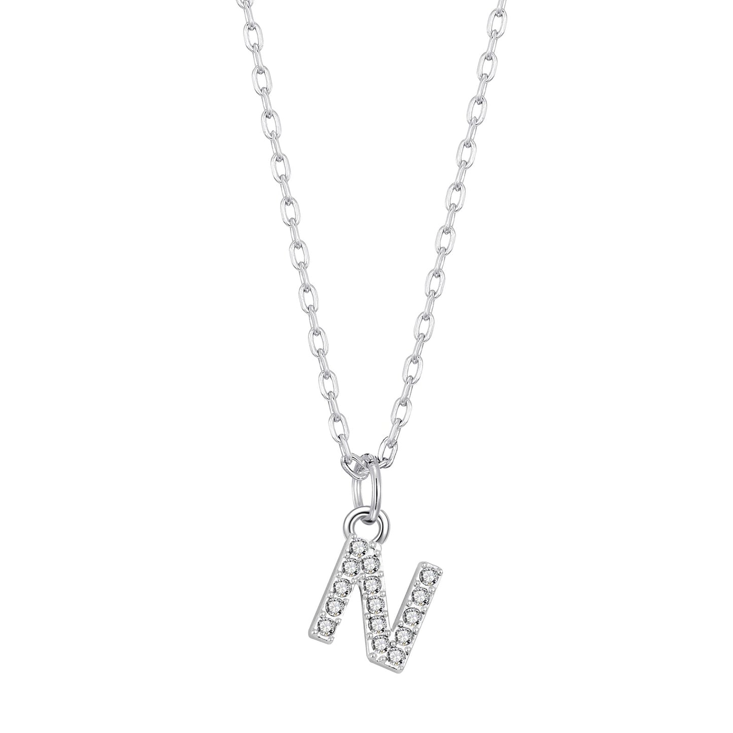 Pave Initial Necklace Letter N Created with Zircondia® Crystals