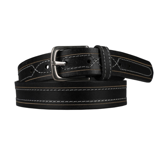 Ceinture en cuir pleine fleur Outback 3,17 cm de large à surpiqûres contrastantes