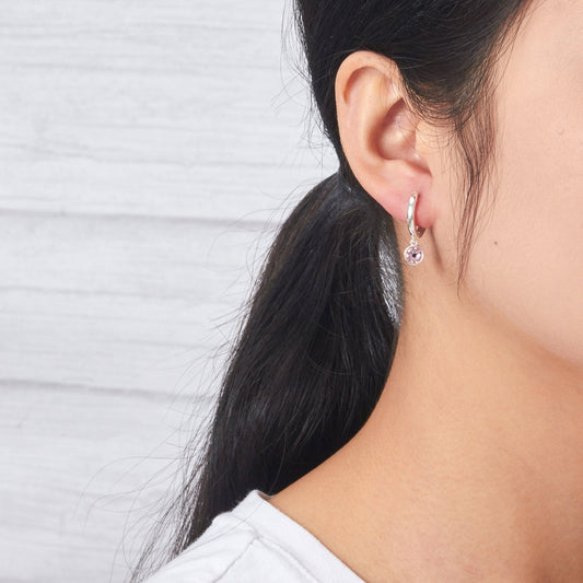 Pink Crystal Hoop Earrings Created with Zircondia® Crystals