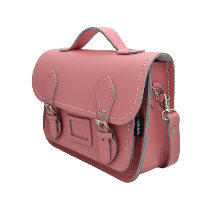 Sacoche bandoulière midi en cuir - Rose pastel