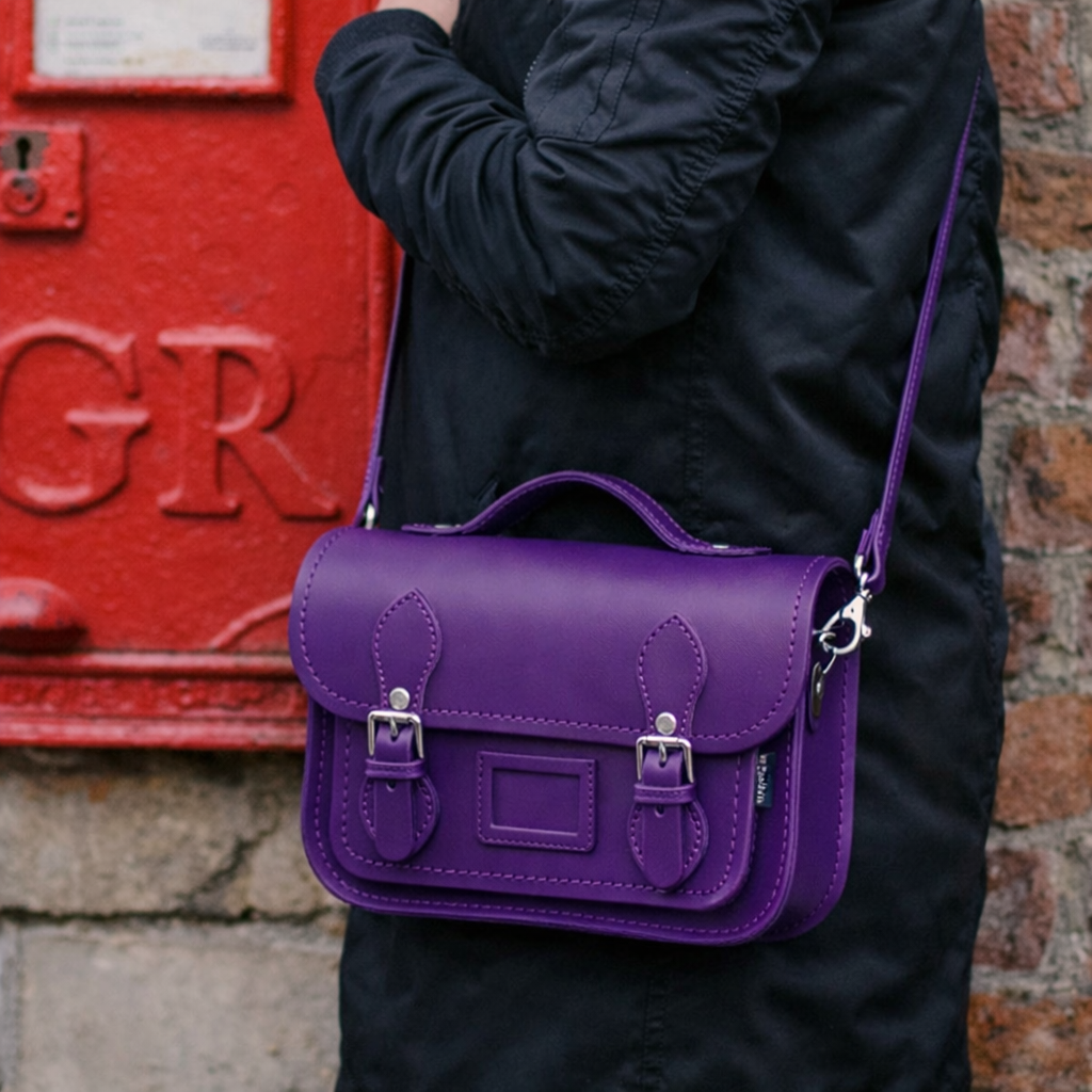 Sacoche midi en cuir - Violet