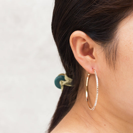 Rose Gold Plated 50mm Hoop Earrings Created with Zircondia® Crystals