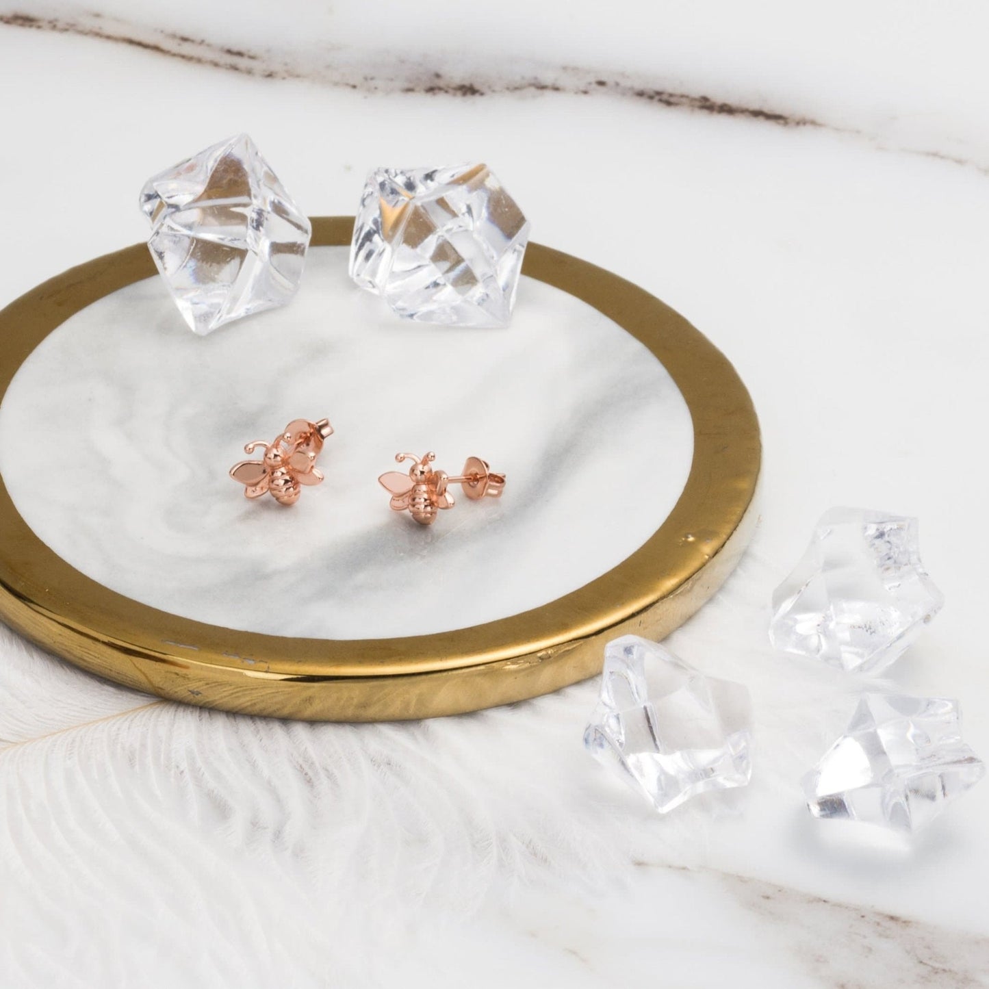 Rose Gold Plated Bumble Bee Earrings