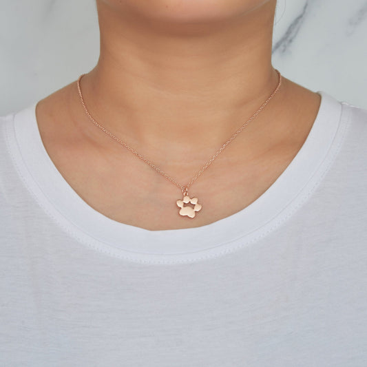 Rose Gold Plated Dog Paw Necklace