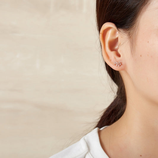 Rose Gold Plated Flower Earrings Created with Zircondia® Crystals