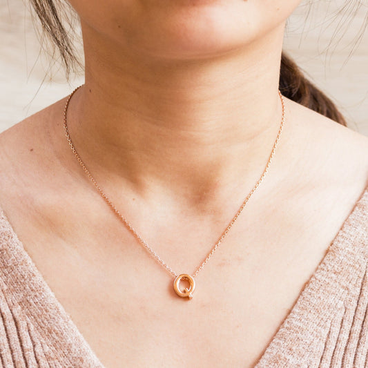 Rose Gold Plated Initial Necklace Letter Q Created with Zircondia® Crystals