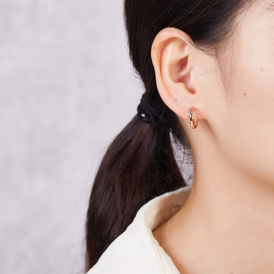 Rose Gold Plated Open Double Hoop Earrings Created With Zircondia® Crystals