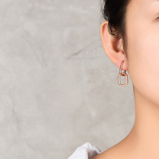 Rose Gold Plated Paperclip Earrings