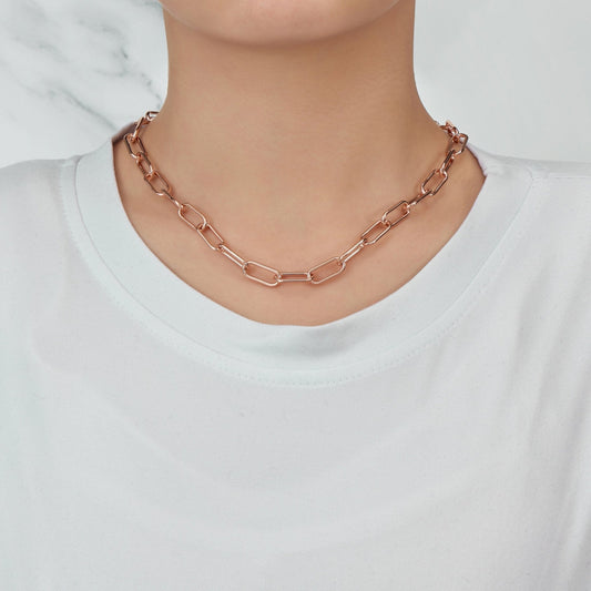 Rose Gold Plated Paperclip Necklace