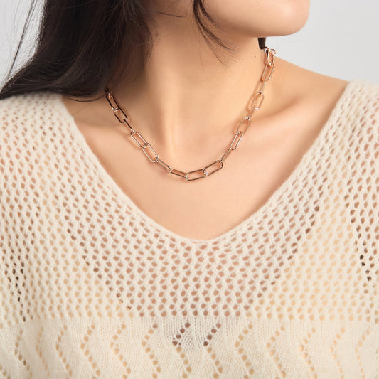 Collier trombone plaqué or rose