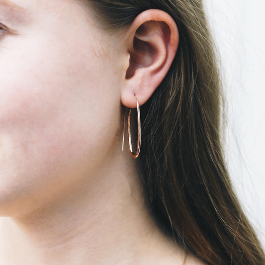 Rose Gold Plated Sterling Silver Hammered Hoop Earrings