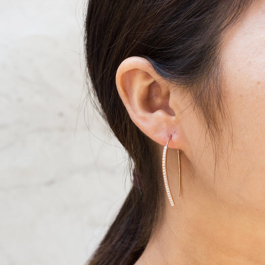 Rose Gold Plated Thread Earrings Created with Zircondia® Crystals