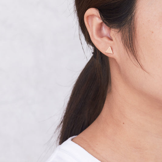 Rose Gold Plated Triangle Stud Earrings