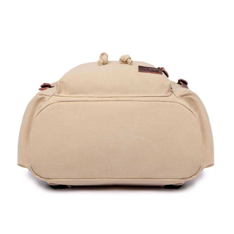 Sac à dos en toile et cuir véritable unisexe, grand sac à dos scolaire, sac à bandoulière
