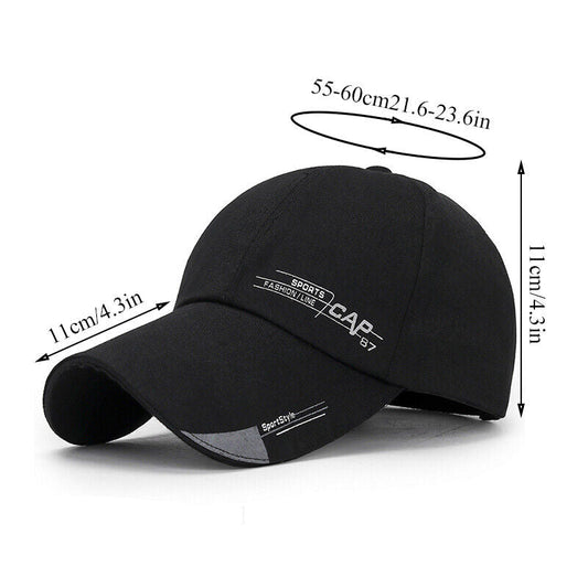 Casquettes de baseball Hommes Femmes Casquette de sport noire Chapeaux d'été décontractés réglables ~