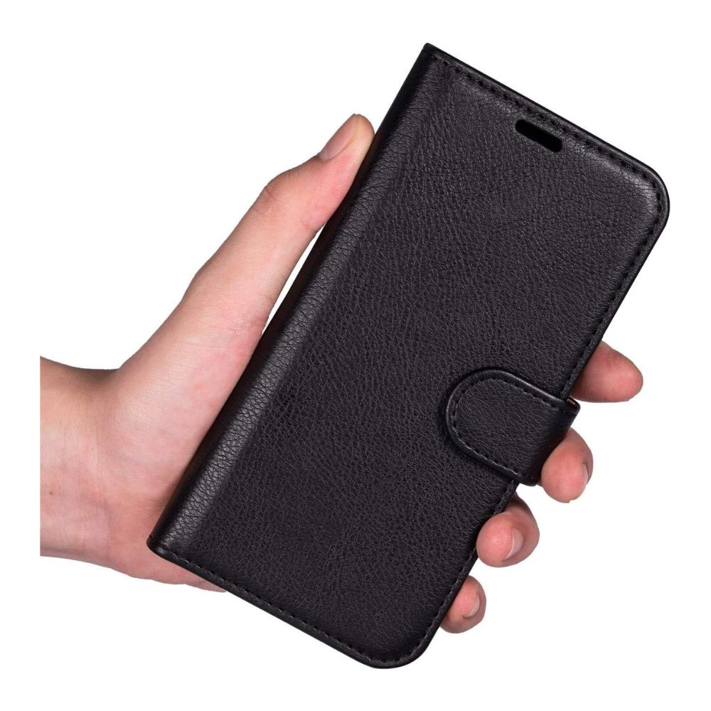 Étui portefeuille à rabat en cuir noir pour Samsung Galaxy S6 Edge