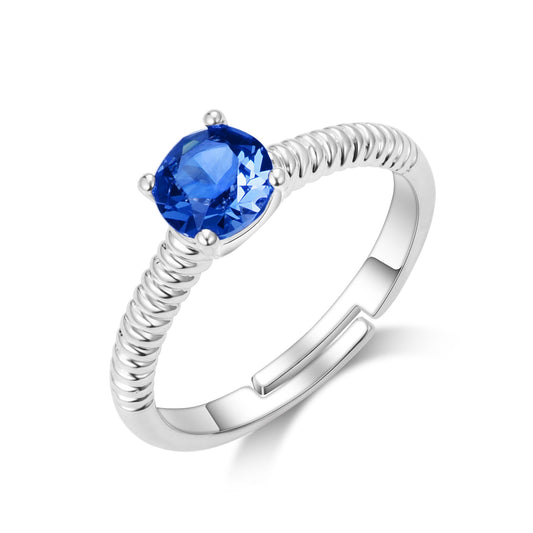 September (Sapphire) Adjustable Birthstone Ring Created with Zircondia® Crystals