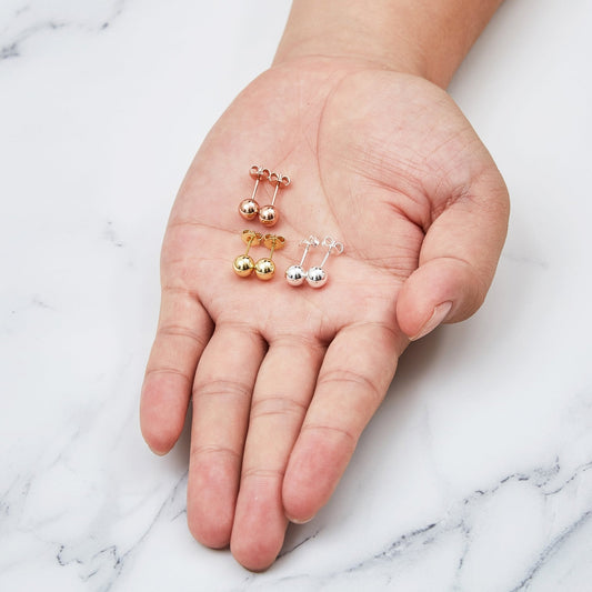 Set of Three Ball Stud Earrings