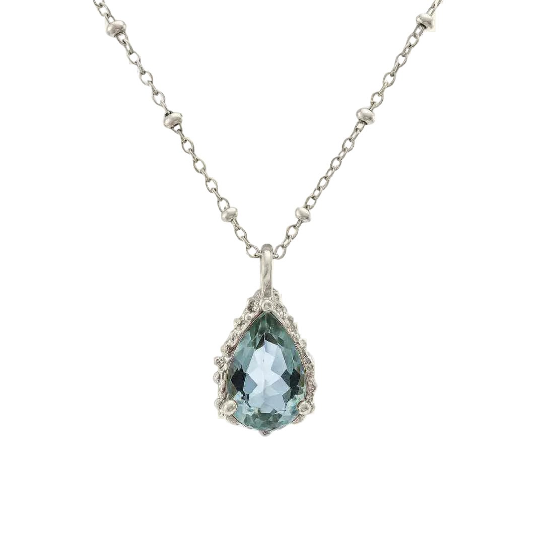 Collier en topaze bleu argenté - Aurelia