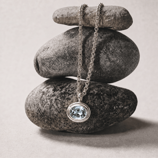 Silver Blue Topaz Necklace - Avery