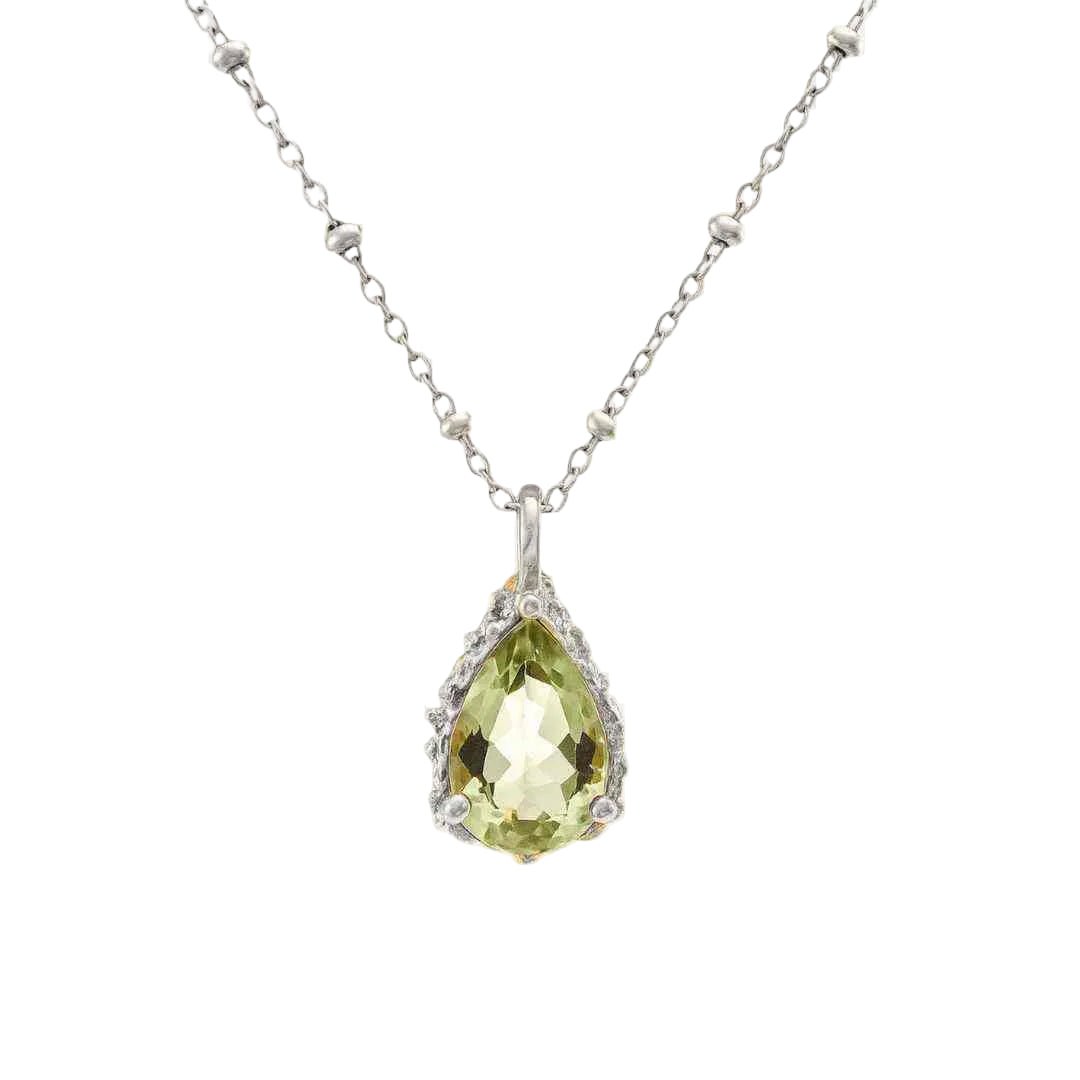 Silver Green Quartz Necklace - Alba