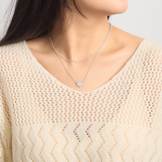 Silver Plated Double Layered Heart Necklace