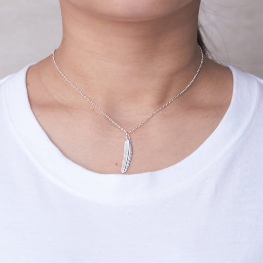 Silver Plated Feather Necklace